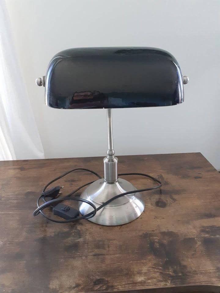 Notarislamp bankierslamp zwart, Ophalen, Gebruikt, Glas, Minder dan 50 cm