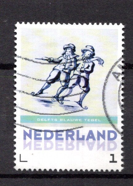 gestempelde zegel. persoonlijke: uit vel van 3. Schaatsen, Ophalen of Verzenden, Na 1940, Gestempeld