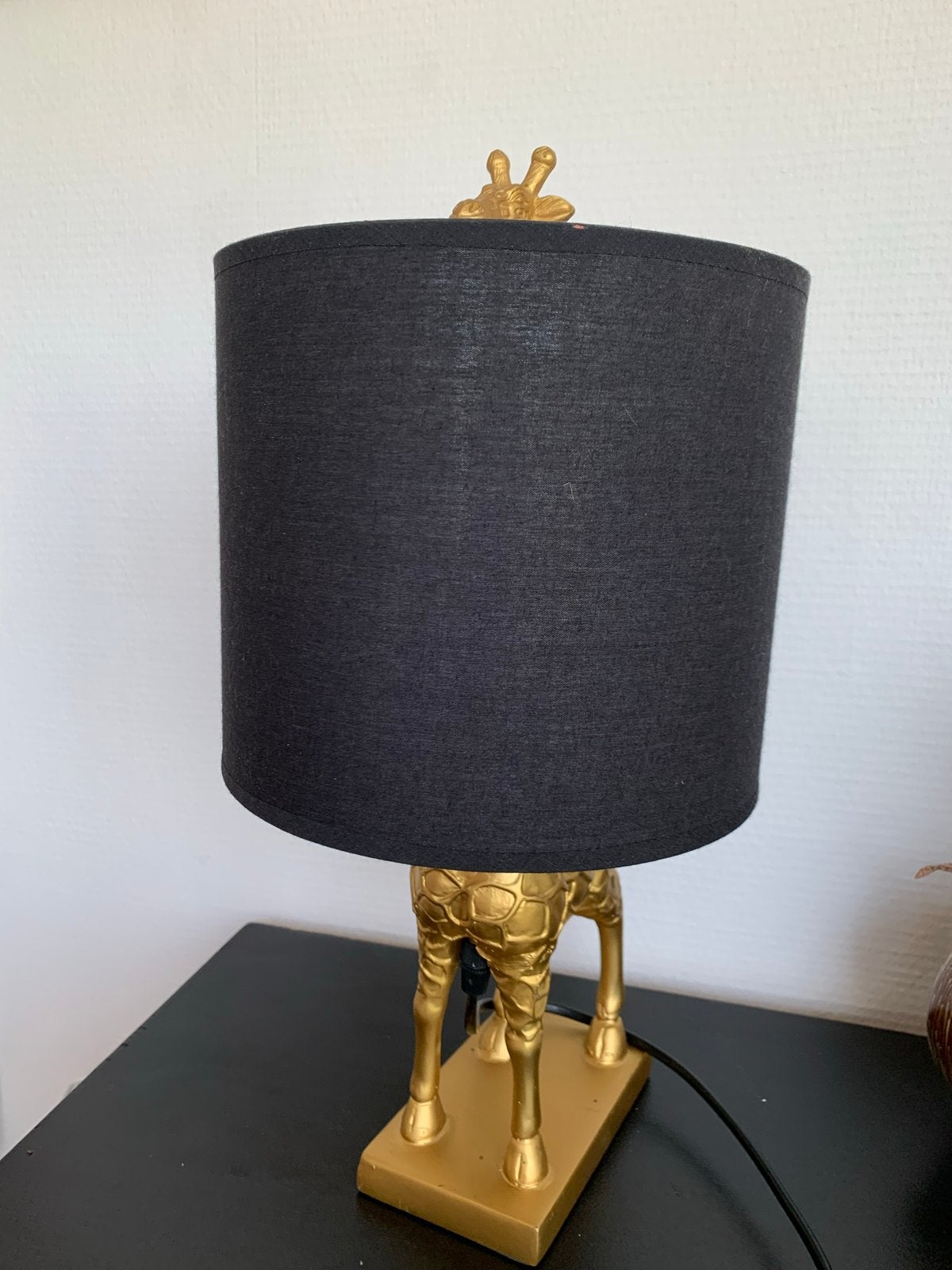 Schattig gouden giraf lampje met zwarte kap - 40 cm hoog, Ophalen of Verzenden, Zo goed als nieuw, Kunststof, Minder dan 50 cm