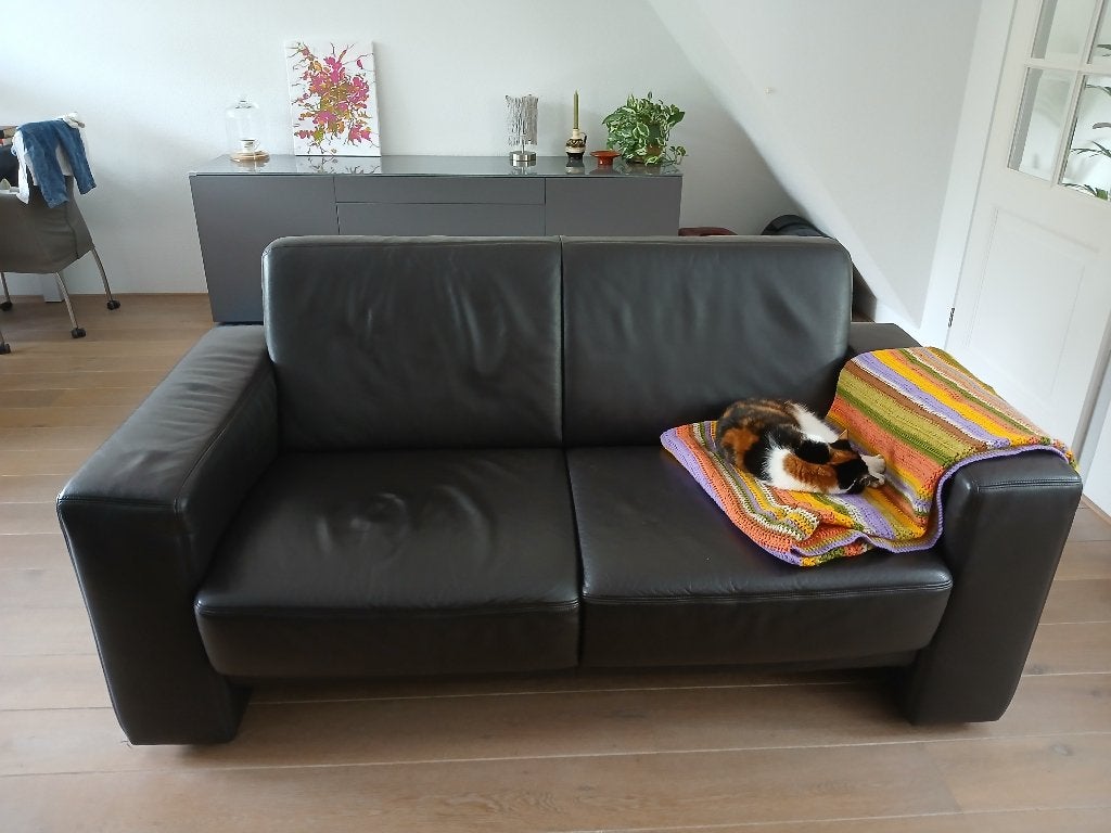 Bank leer 2 1/2 zits, Ophalen, Gebruikt, Overige maten, 150 tot 200 cm