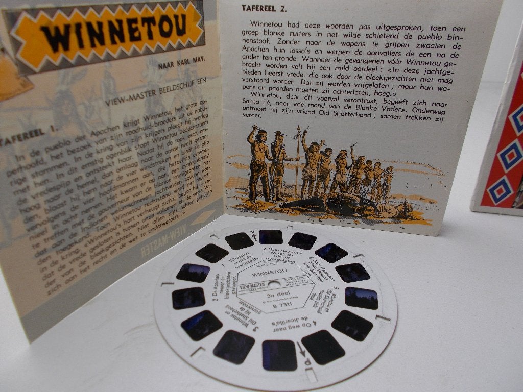 1965 Viewmaster Reels 3 x WINNETOU + Nederlandstalig BOEKJE!, Ophalen of Verzenden, Zo goed als nieuw
