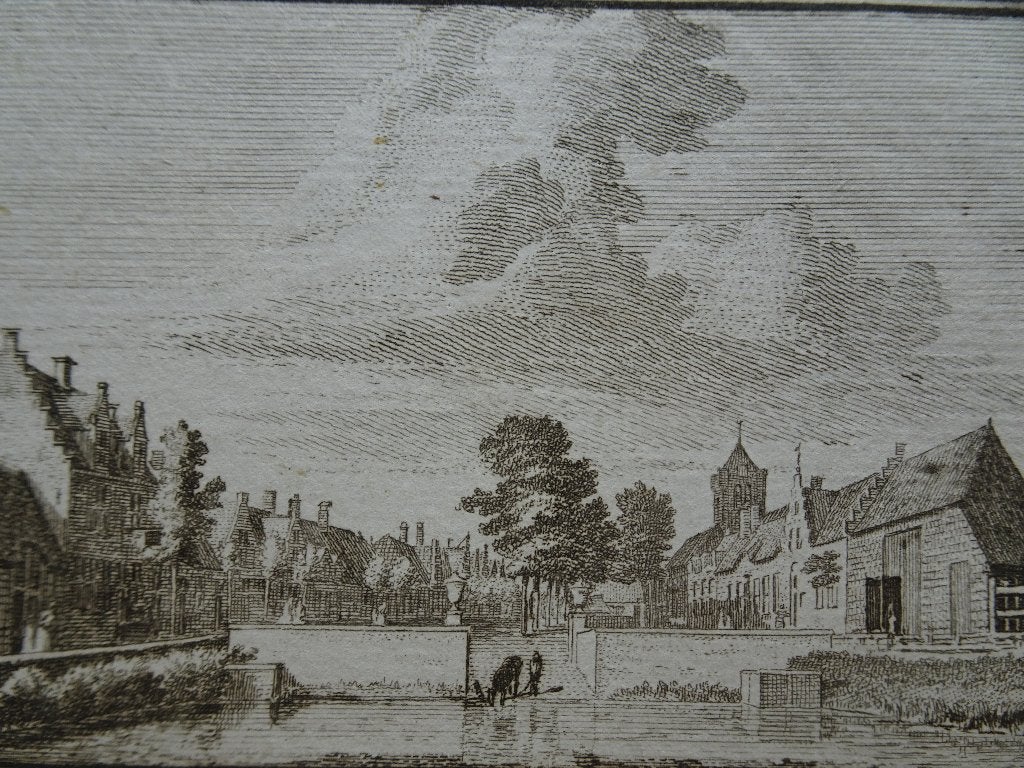 Originele gravure Het dorp Baarland Zeeland, Spilman 1745, Verzenden, Stadsgezicht, Gravure, Origineel