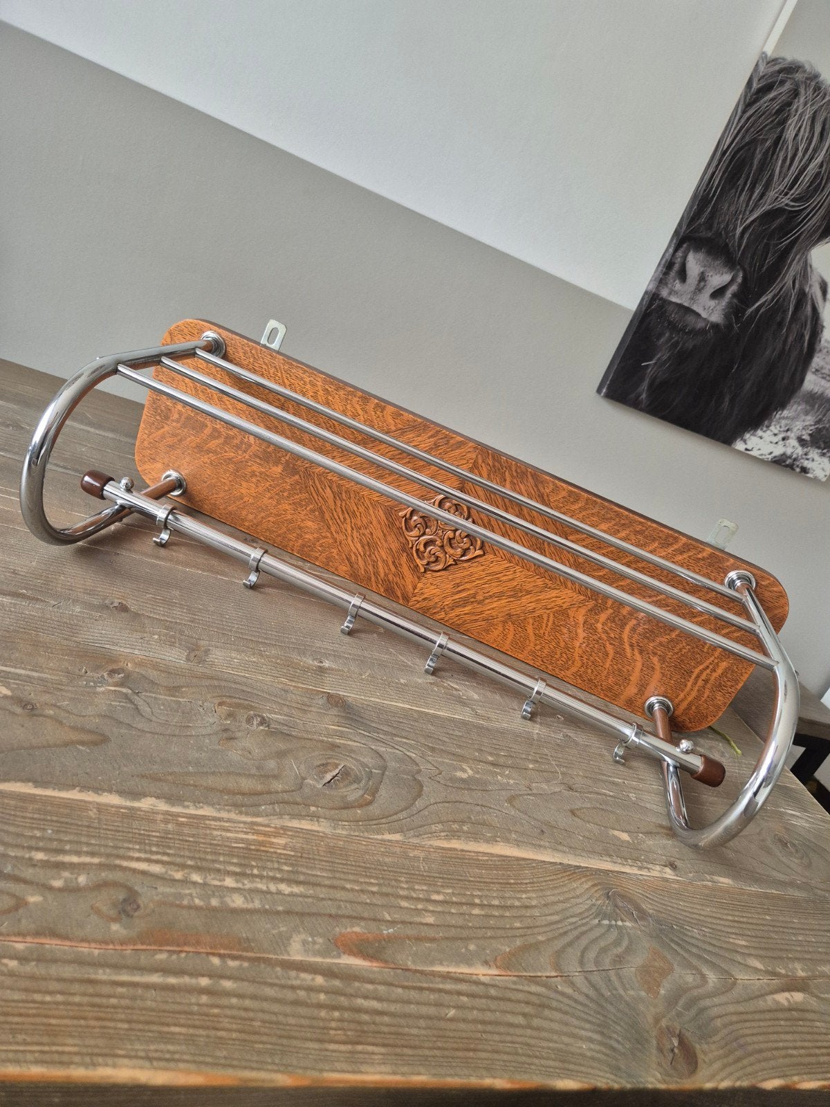 Vintage '60 kapstok., Huis en Inrichting, Wandkapstok, Ophalen of Verzenden, Zo goed als nieuw, Minder dan 100 cm