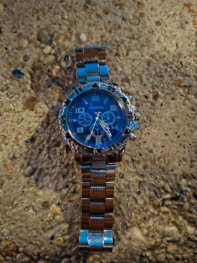Stijlvol Geneva Polshorloge met Blauwe Wijzerplaat, Sieraden, Tassen en Uiterlijk, Horloges | Heren, Ophalen