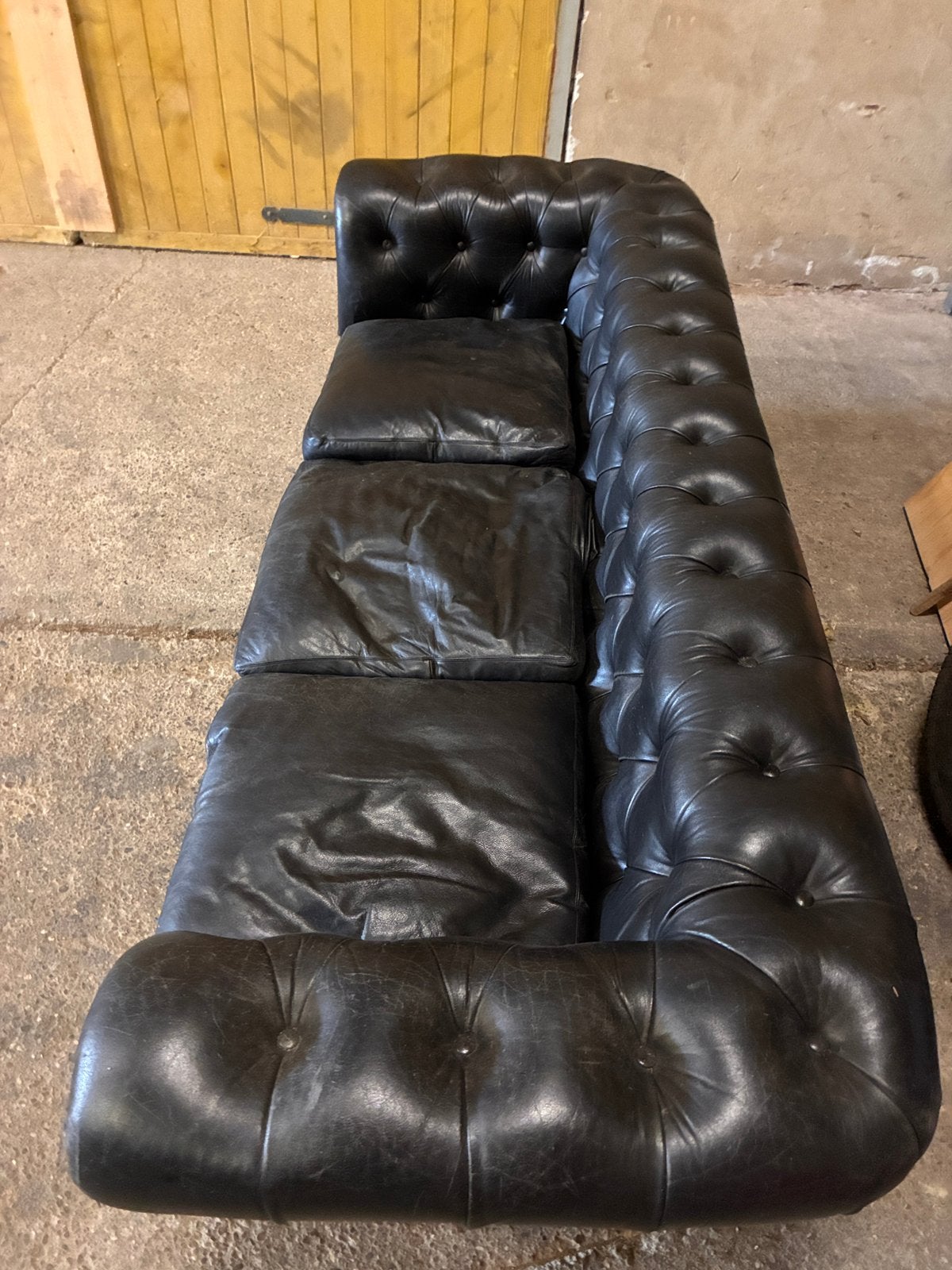 Chesterfield 3 zit zwart, Huis en Inrichting, Ophalen, Gebruikt, Driepersoons, 200 tot 250 cm