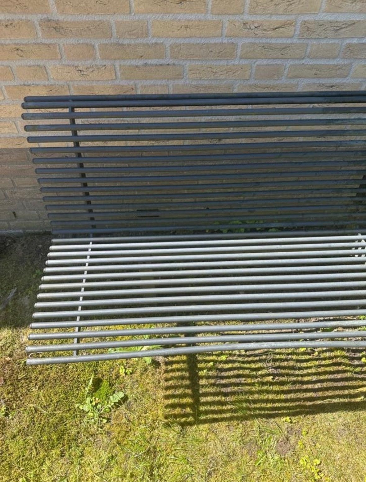 Metalen tuinbank, grijs, Tuin en Terras, Ophalen, Gebruikt, Metaal