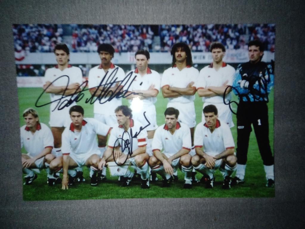 Gesigneerde AC Milan set (met o.a. Marco van Basten), Ophalen of Verzenden, Nieuw, Buitenlandse clubs, Spelerskaart