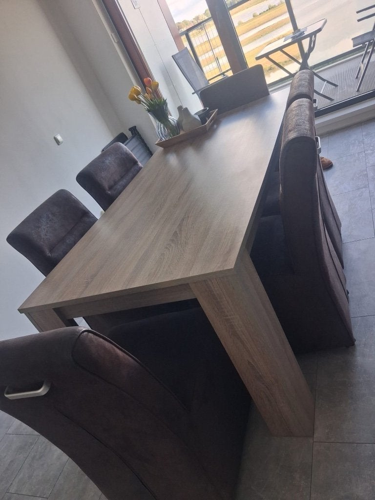 Eettafel stoelen en salontafel - gratis ophalen, Ophalen, Gebruikt, 50 tot 100 cm, Vijf personen of meer