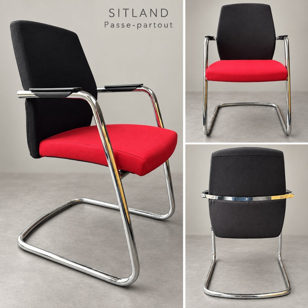 Sitland Passe-partout designstoel – rood/zwart met chroom, Ophalen, Nieuw, Bureaustoel, Rood