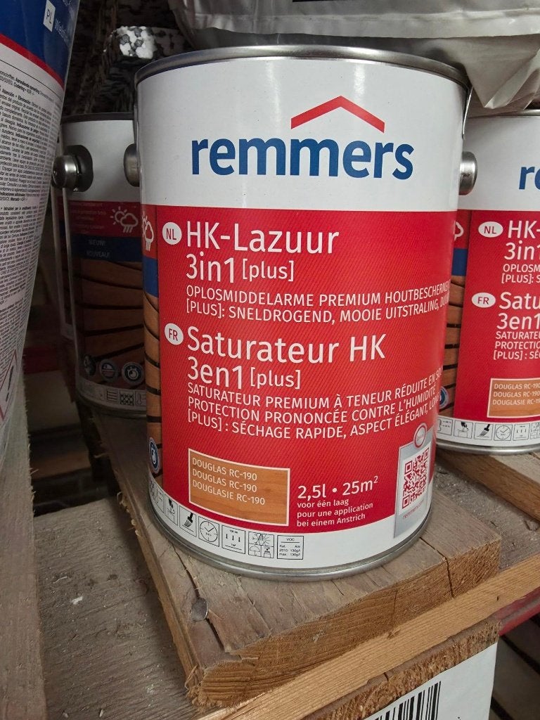 Remmers HK Lazuur Plus Douglas 2,50 ltr, Ophalen, Overige kleuren, Nieuw, Beits