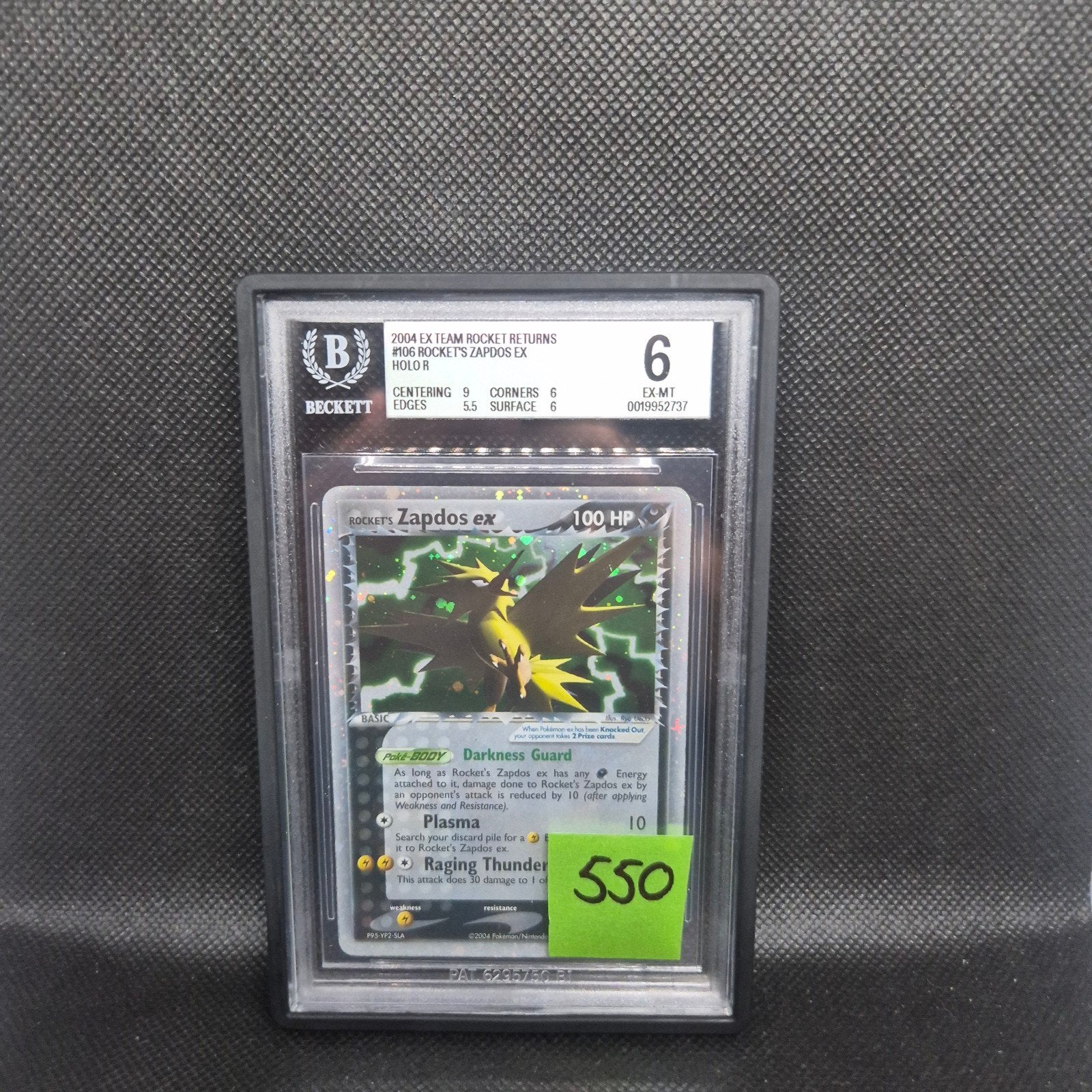 Rockets Zapdos Holo Ex Team Rocket Returns BGS 6, Ophalen of Verzenden, Zo goed als nieuw