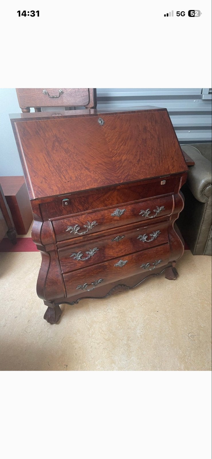 Antiek Biedermeier Secretaire Bureau Mahoniehout, Ophalen