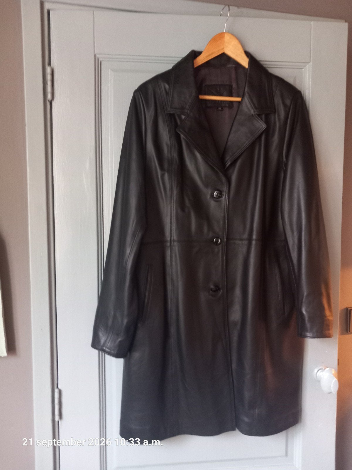 te koop prachtige leren zwarte jas, Ophalen, Zo goed als nieuw, Maat 46/48 (XL) of groter, Zwart