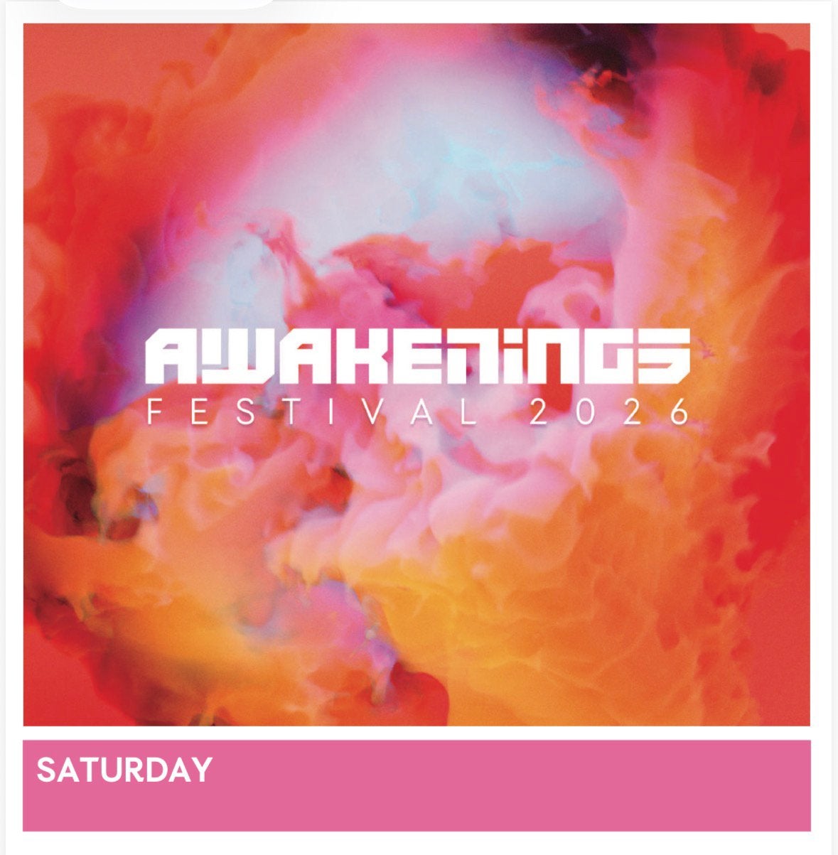 Awakenings ticket Zaterdag, Eén persoon