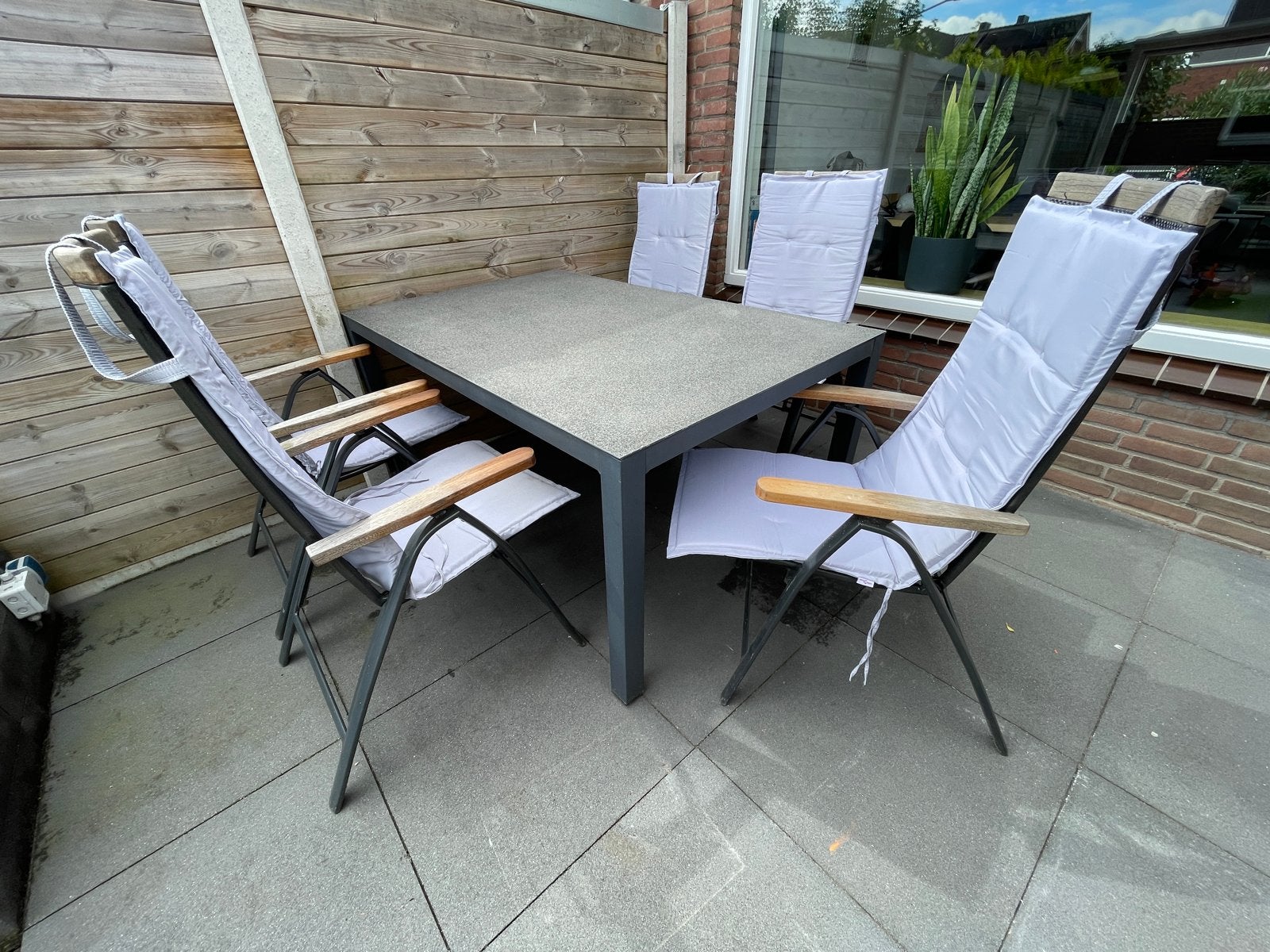 Tuinset (tafel met 5 stoelen), Ophalen, Gebruikt, Eettafel, 6 zitplaatsen