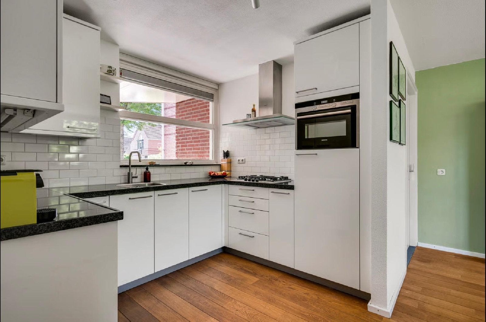 Complete keuken met aparatuur en graniet blad, Ophalen, Wit, Hoekkeuken, Graniet of Steen