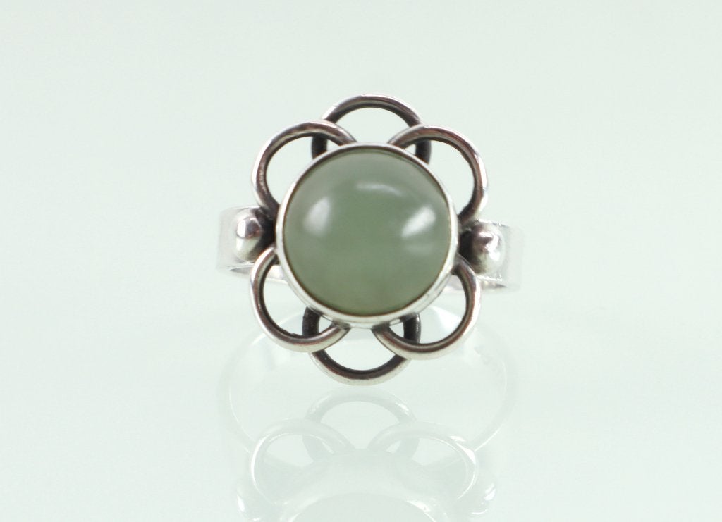 Modernistische zilveren ring aventurijn, Ophalen of Verzenden, Zilver, Ring, Met edelsteen