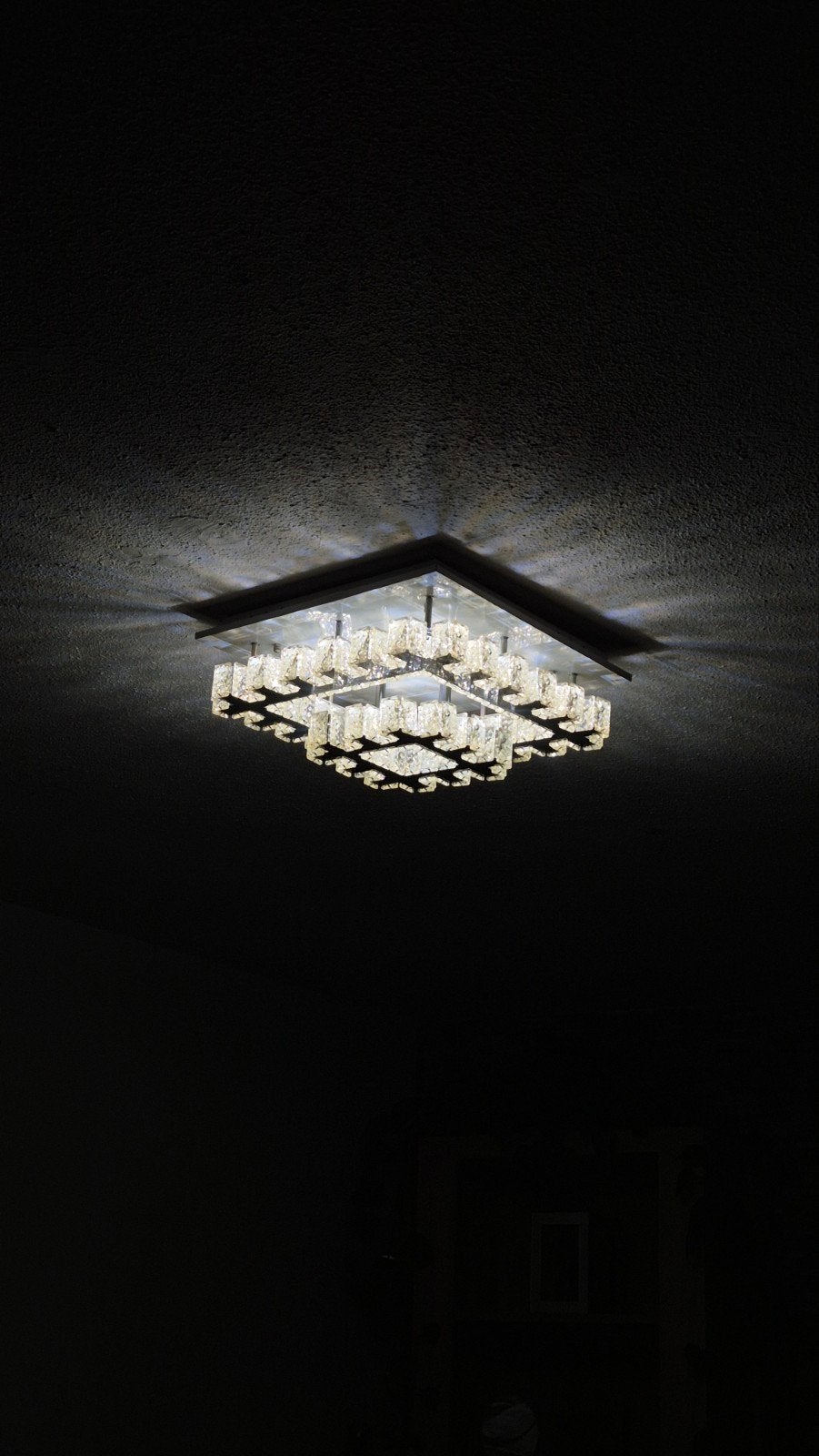 Moderne Plafondlamp met Kristal-effect, Ophalen, LED, Zo goed als nieuw, Plafondlamp