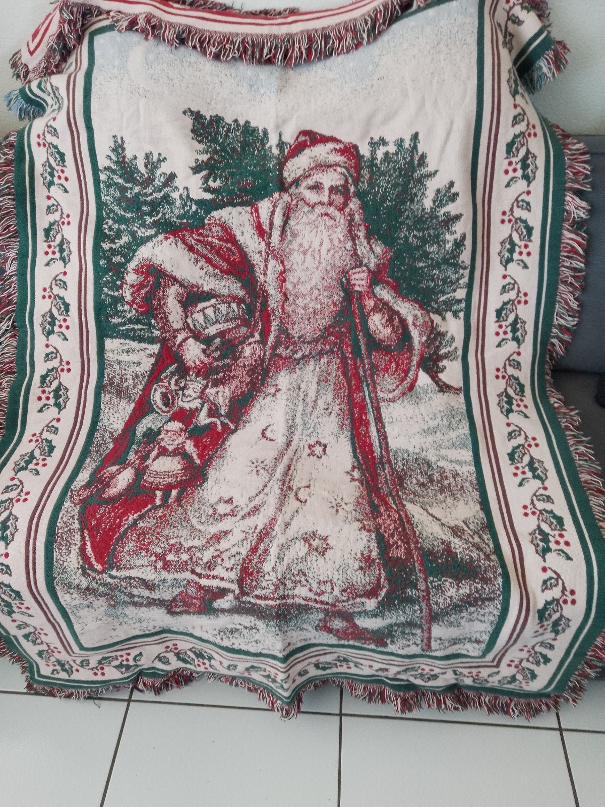 vintage  kerstman wandkleed , vloerkleed kerst, Ophalen of Verzenden