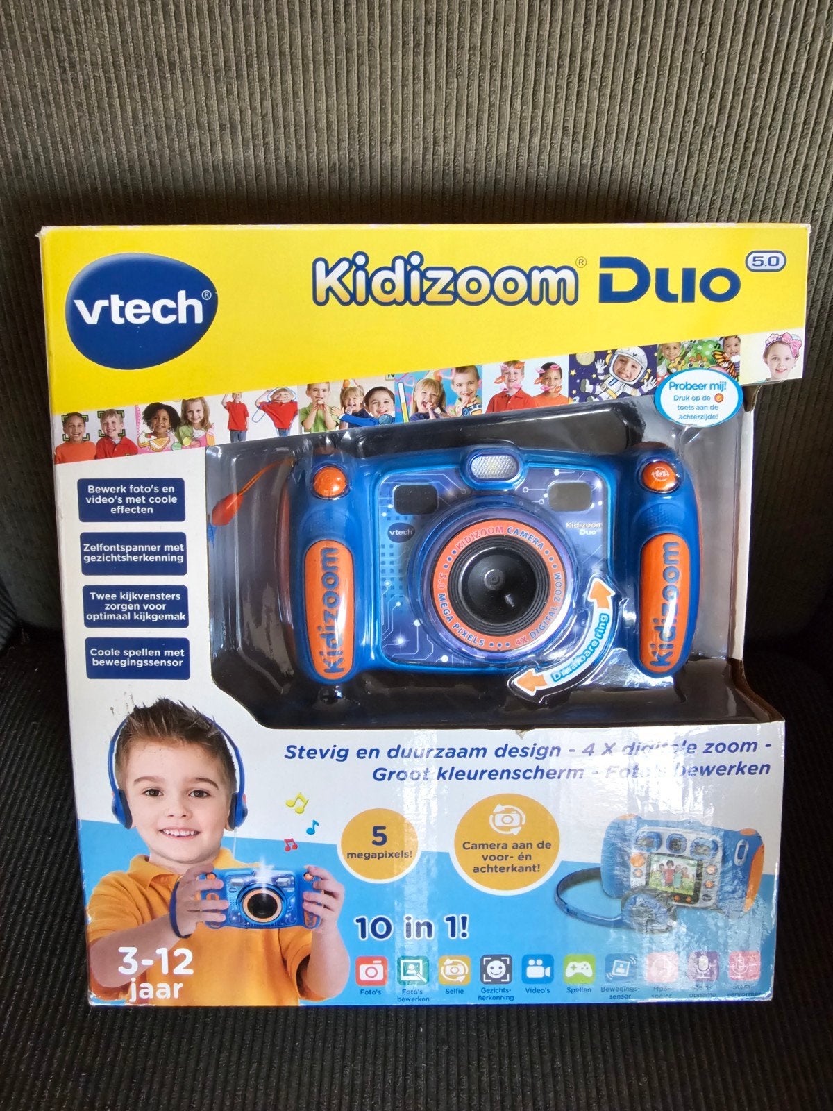 VTech Kidizoom Duo 5.0 blauw met bijbehorend tasje, Kinderen en Baby's, Ophalen of Verzenden, Zo goed als nieuw