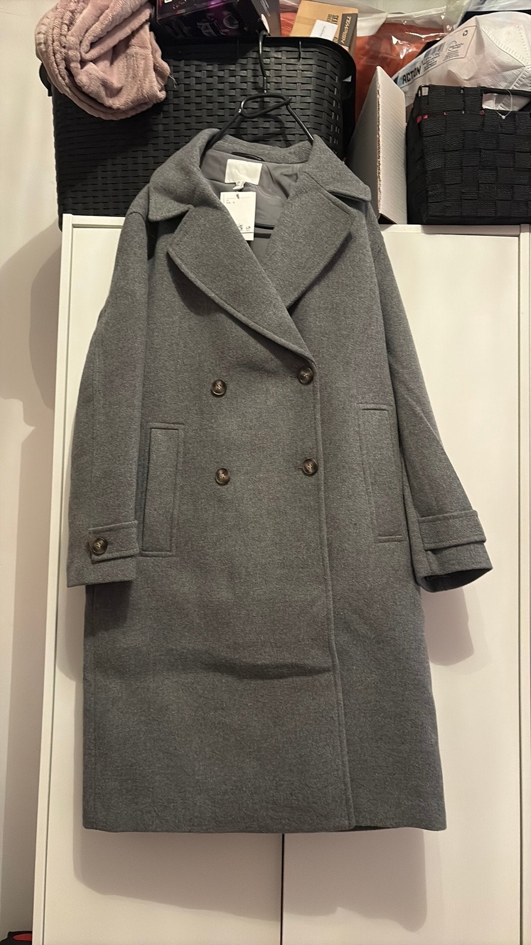 H&m nieuwe trenchcoat maat s grijs, Kleding | Dames, Jassen | Winter, Ophalen, Nieuw, Maat 36 (S), Grijs