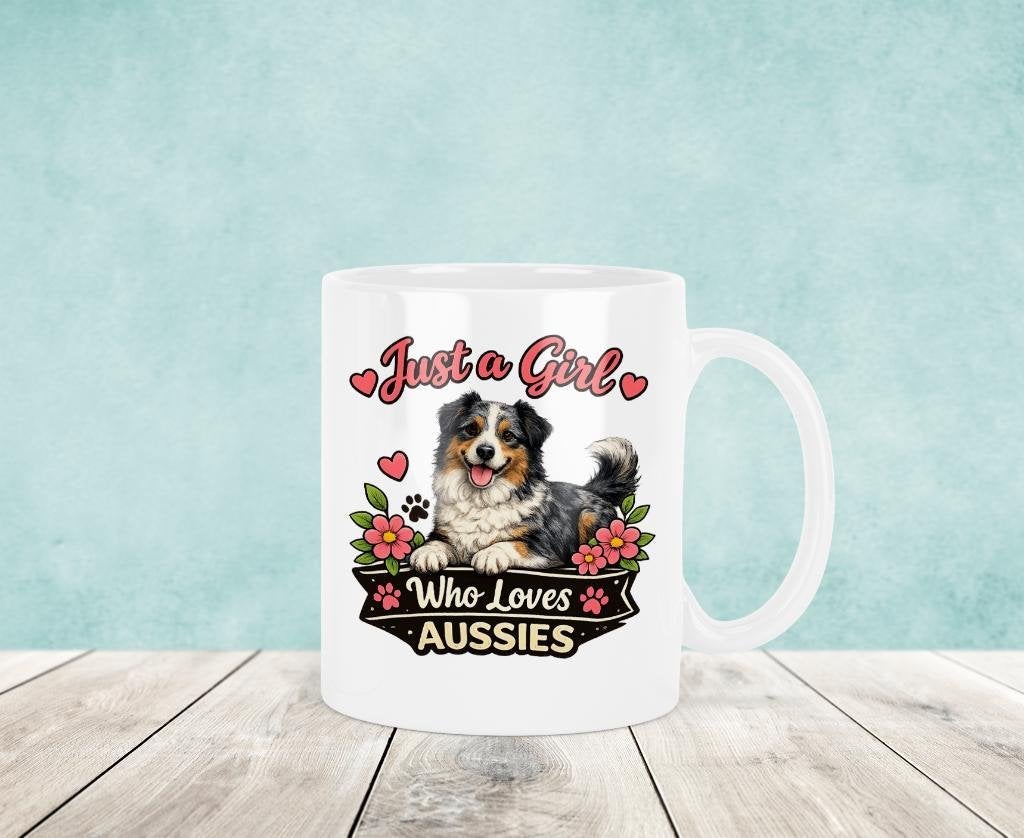 Just a Girl Who Loves Aussies - Australian Shepherd Mok, Verzenden, Keramiek, Nieuw, Overige stijlen