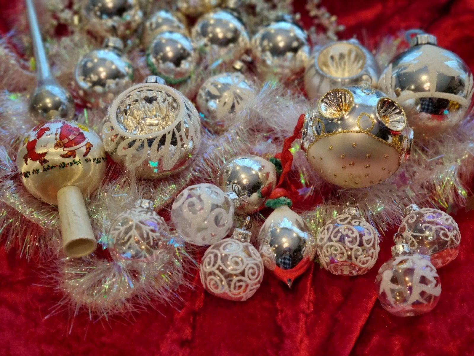 ANTIEKE ZILVEREN KERSTBALLEN, Ophalen of Verzenden, Zo goed als nieuw