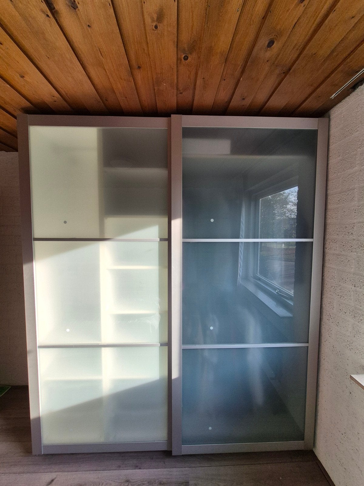 Ikea Pax kast met glazen schuifdeuren 200x236 cm, Ophalen, 200 cm of meer, 150 tot 200 cm, Overige houtsoorten