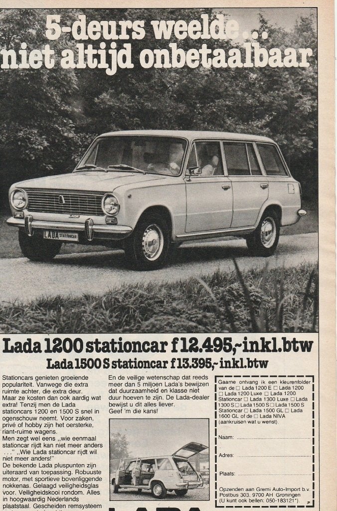 retro reclame 1980 Lada 1200 stationcar auto, Verzenden, Overige typen