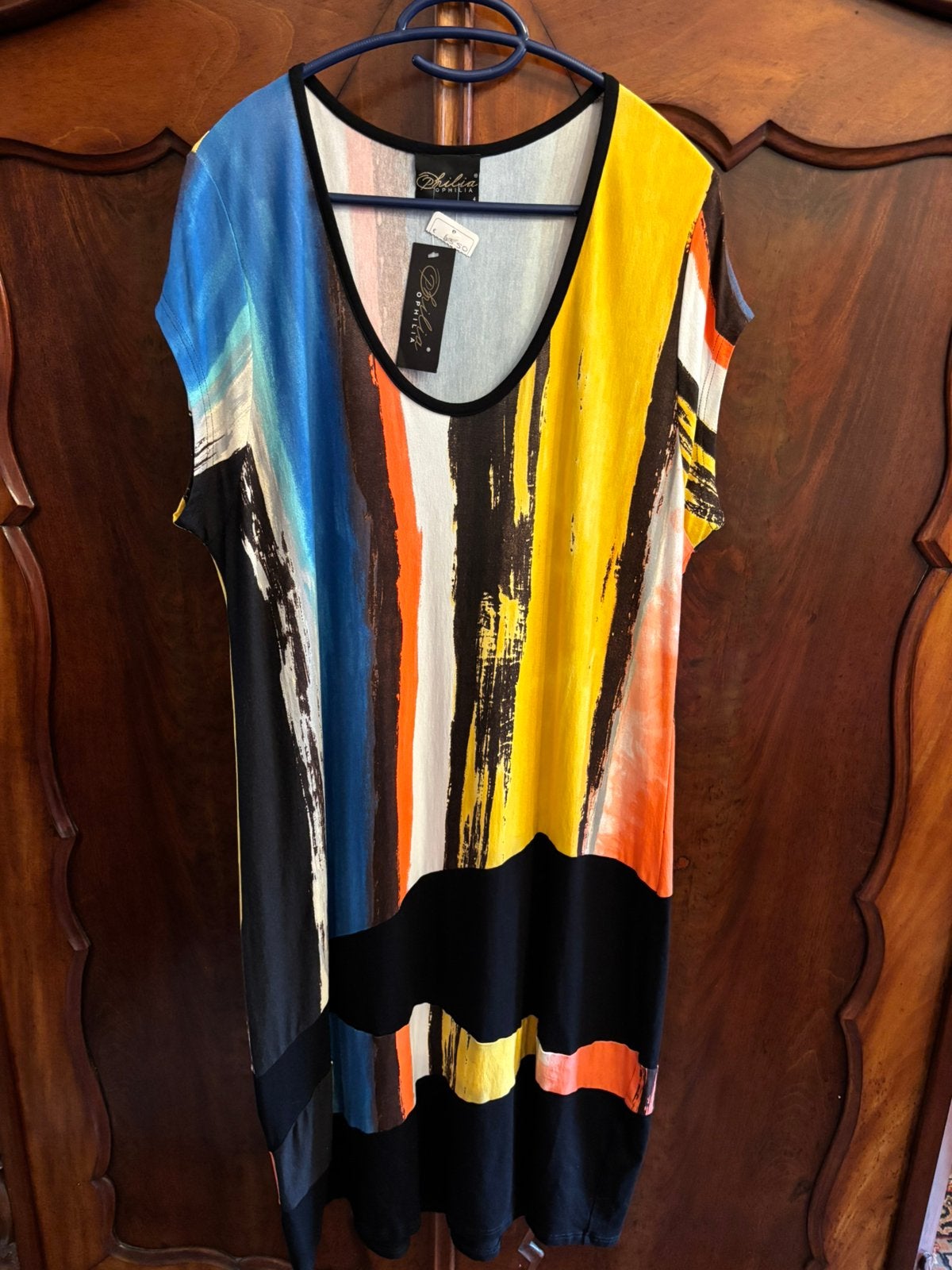 Nieuw met kaartje Jurk Zomerjurk Mondriaan kleuren Maat 46, Kleding | Dames, Meerkleurig, Maat 46/48 (XL) of groter, Nieuw, Ophalen of Verzenden