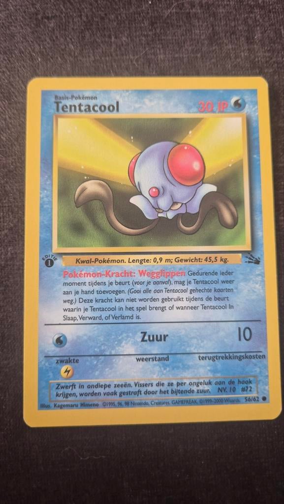 Pokémon Kaart Tentacool 56/62 (Basis-Pokémon), Ophalen of Verzenden, Gebruikt, Losse kaart