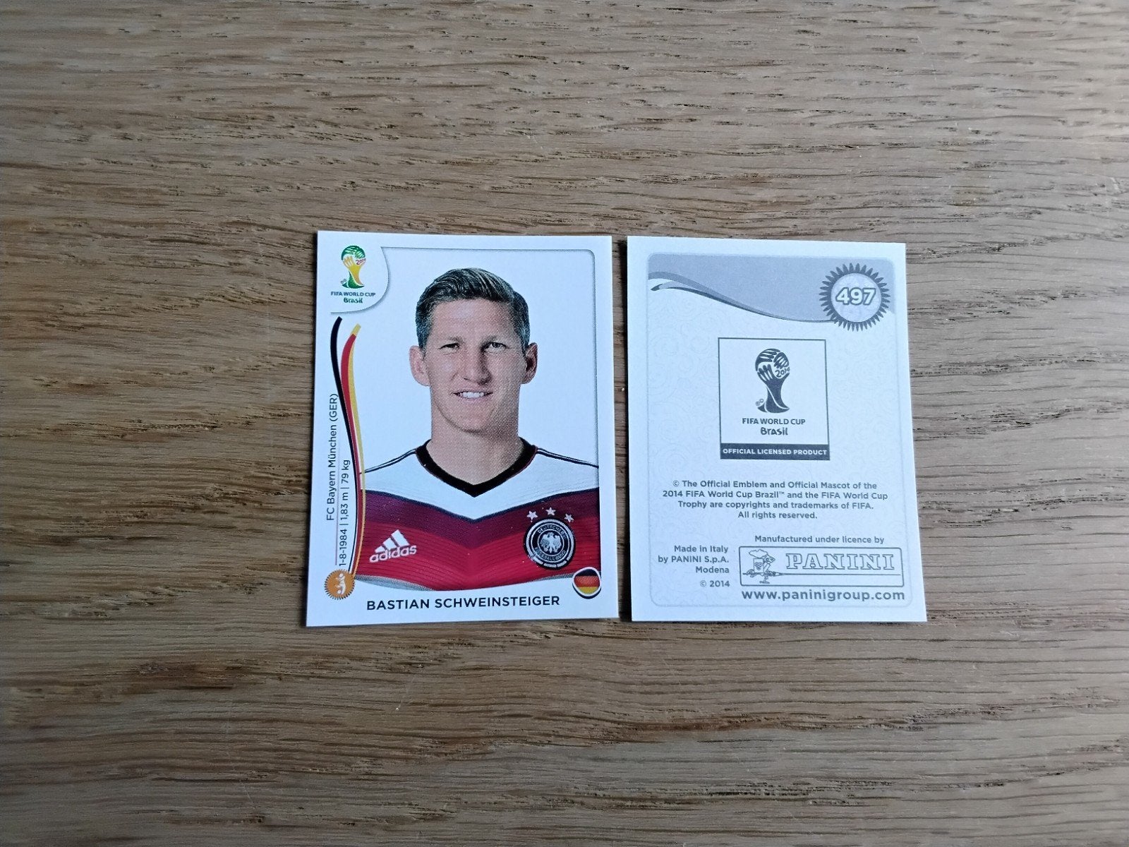 Panini WK 2014 Sticker Bastian Schweinsteiger Duitsland, Ophalen of Verzenden, Zo goed als nieuw, Poster, Plaatje of Sticker