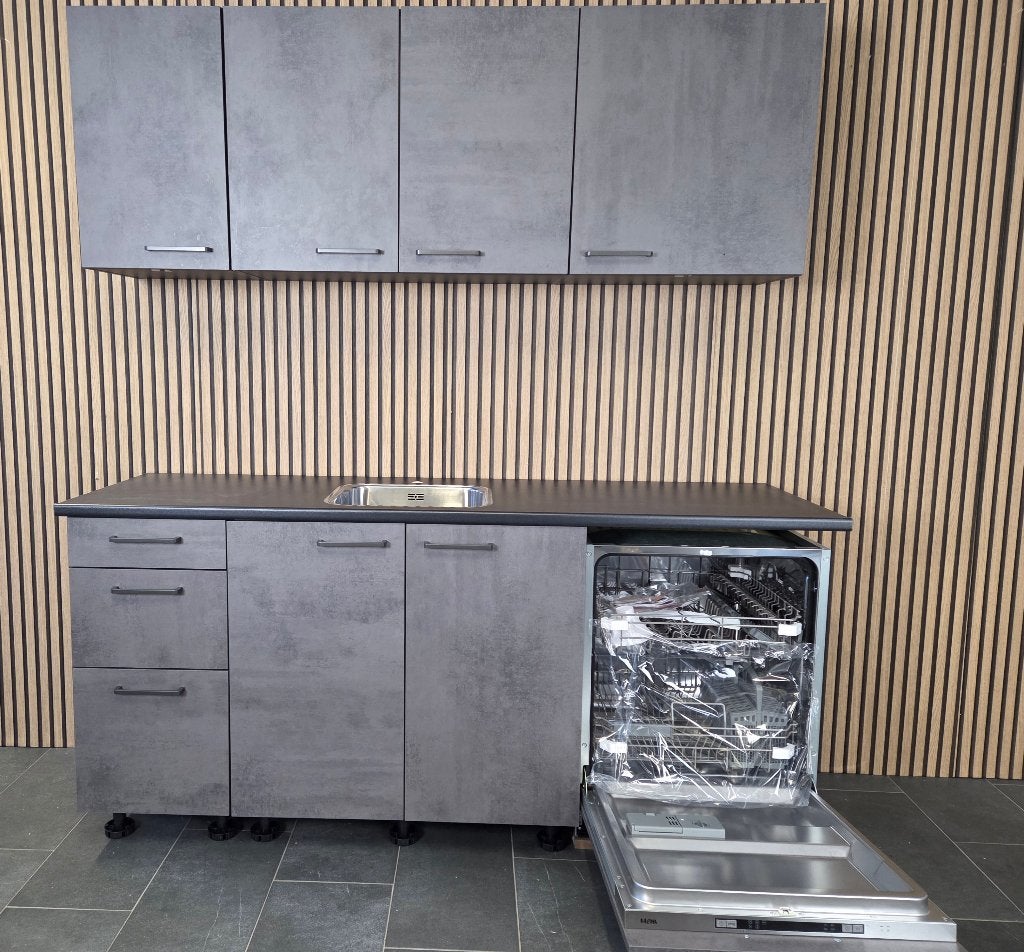 Nieuwe A-Merk Q-Line ARTEGO Pantry MET vaatwasser / INNOVARE, Nieuw, Enkelwandige keuken, Kunststof, Grijs