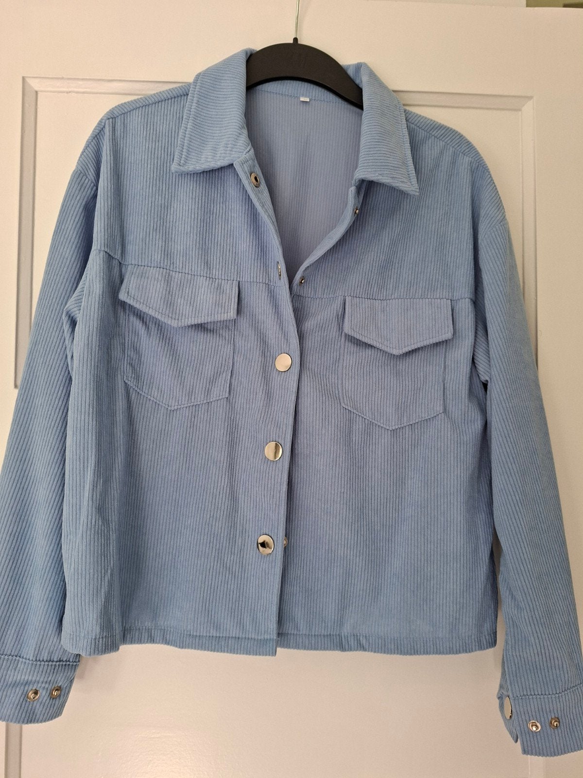 Lichtblauwe corduroy blouse/jasje - Maat L, Blauw, Maat 42/44 (L), Nieuw, Ophalen of Verzenden