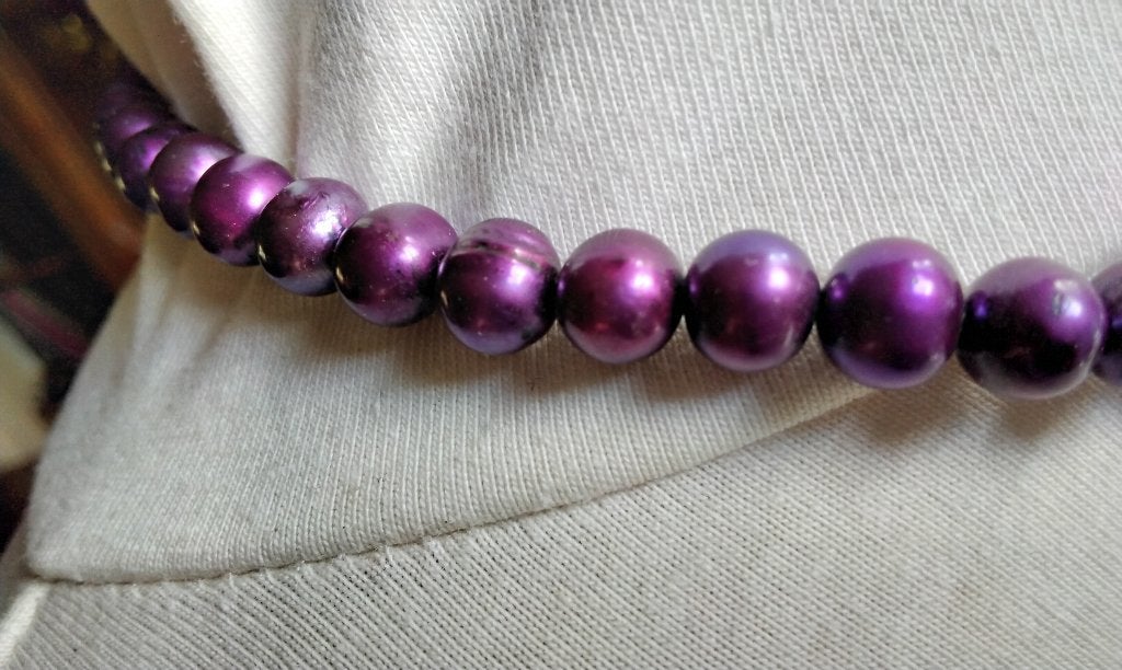 Prachtige Barok Paarse Parels Ketting Zilver 925 UNIEK, Sieraden, Tassen en Uiterlijk, Kettingen, Zo goed als nieuw, Steen of Mineraal