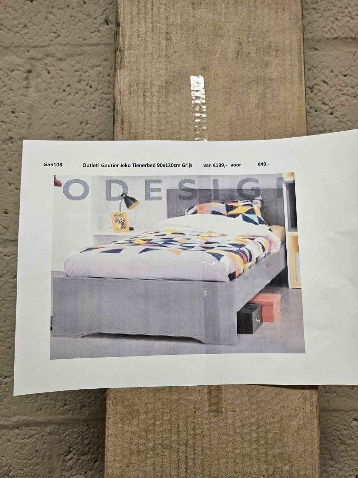 Outlet! Gautier Jeko tienerbed 90x190 cm Grijs, Ophalen, Overige materialen, 90 cm, Eenpersoons