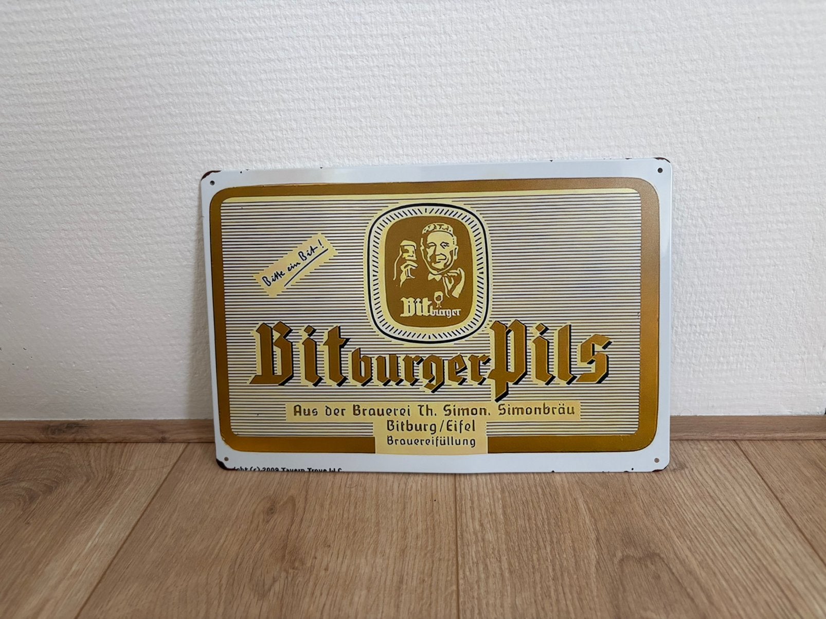 Prachtig vintage reclamebord Bitburger (30x20), Ophalen of Verzenden, Zo goed als nieuw, Reclamebord