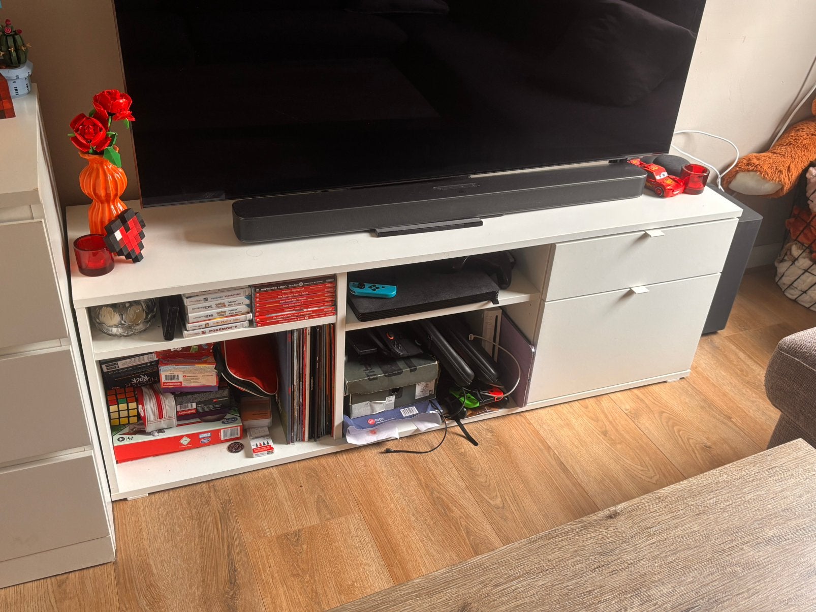 Witte tv meubel, Ophalen, Zo goed als nieuw, 25 tot 50 cm, Minder dan 100 cm