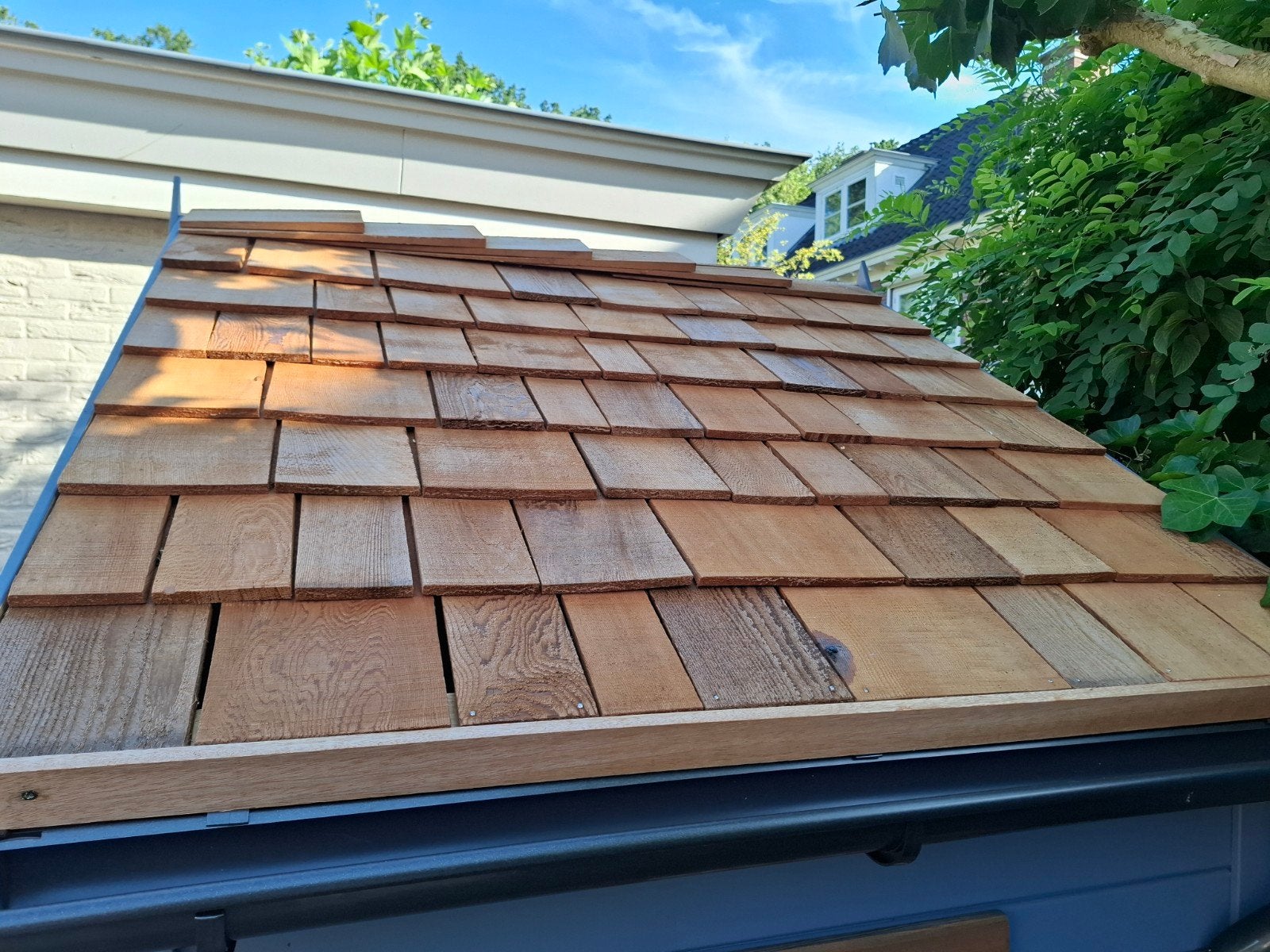 Kleine restpartij Red Cedarhouten Shingles, Doe-het-zelf en Verbouw, Dakpannen en Dakbedekking, Ophalen, Steen of Klei, Minder dan 5 m²