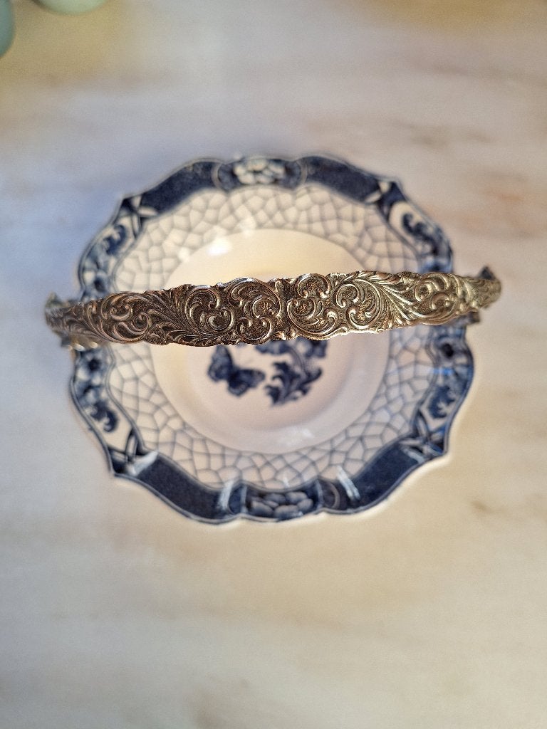 Antiek/antieke schaal met hengsel butterflij Maestricht, Ophalen of Verzenden