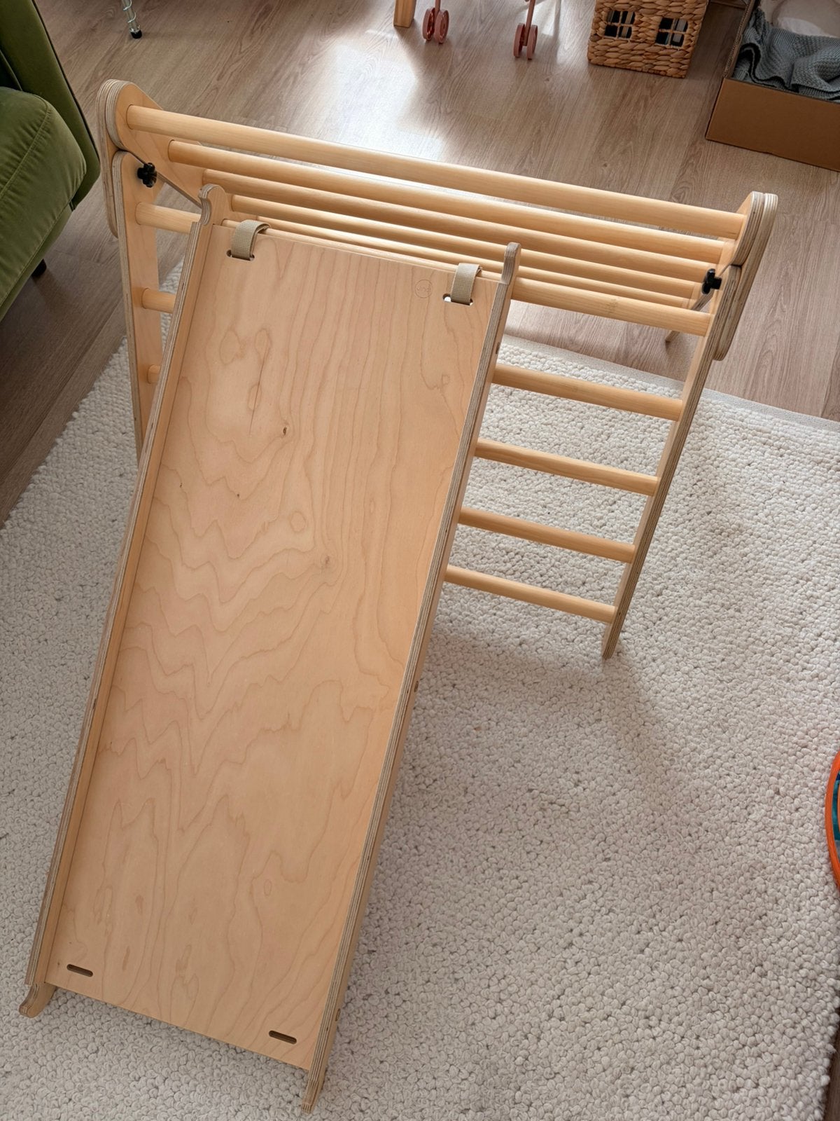 Klimrek klimdriehoek Jindl inklapbaar PREMIUM met glijbaan, Ophalen of Verzenden, Zo goed als nieuw, Glijbaan