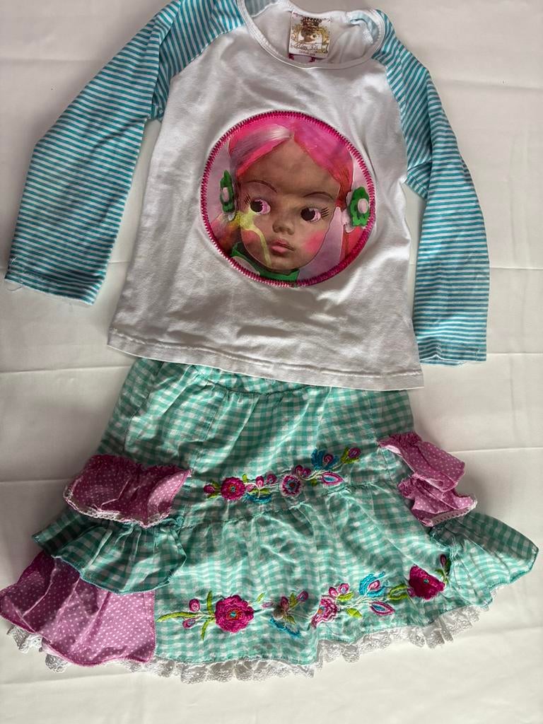 Mim-pi  leuk setje maat 116/122, Kinderen en Baby's, Kinderkleding | Maat 116, Ophalen, Meisje, Zo goed als nieuw, Shirt of Longsleeve