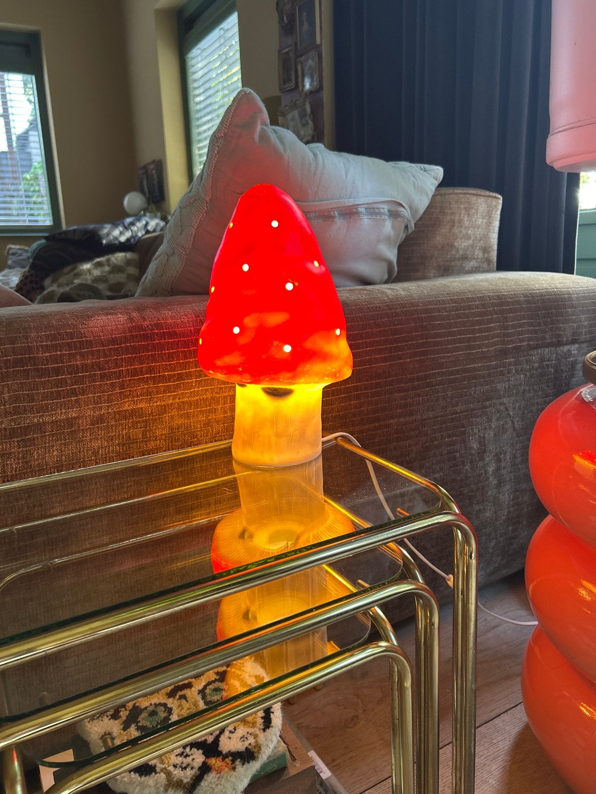 Leuke paddenstoel lamp - heico- vintage, Ophalen of Verzenden, Zo goed als nieuw, Rood, Vintage