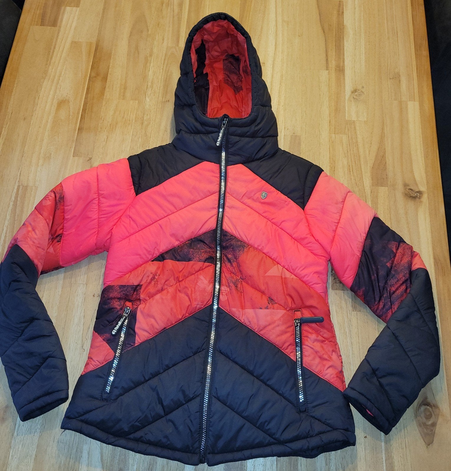 Rehall winterjas/skijas dames maat M - Zwart/Neonroze, Kleding | Dames, Maat 38/40 (M), Rehall, Ophalen of Verzenden, Zo goed als nieuw