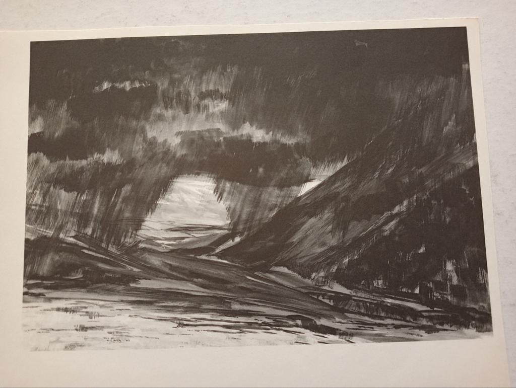 Landschap offset prent 20e eeuw., Antiek en Kunst, Ophalen of Verzenden