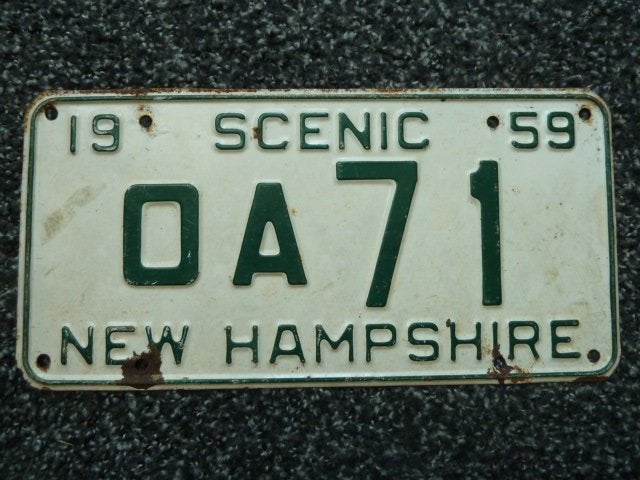 Kentekenplaat licenseplate New Hampshire 1959 USA, Verzenden, Gebruikt, Auto's