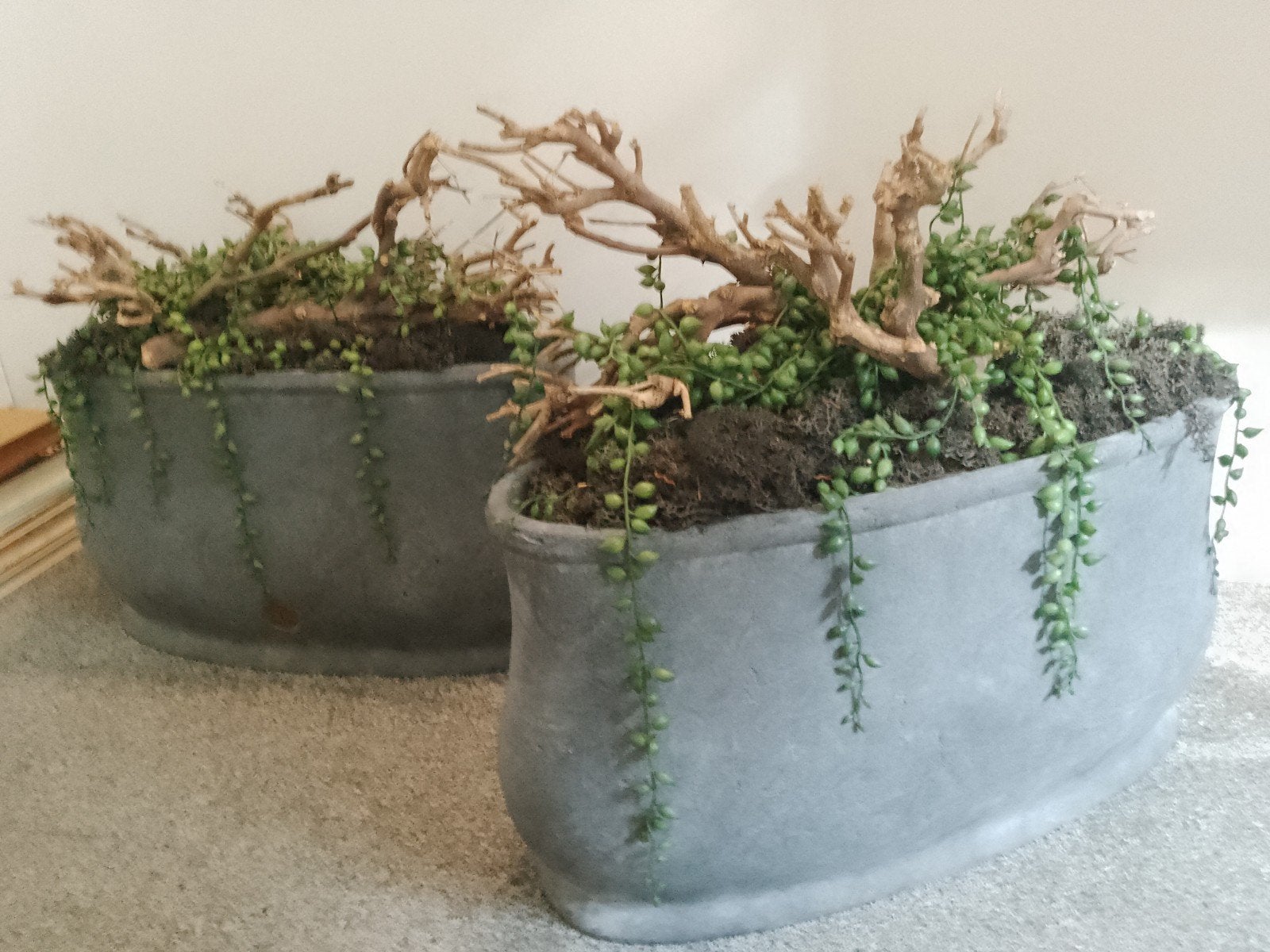 Decoratieve pot met kunstbloemen en takken, Ophalen, Binnen, Groen, Overige materialen