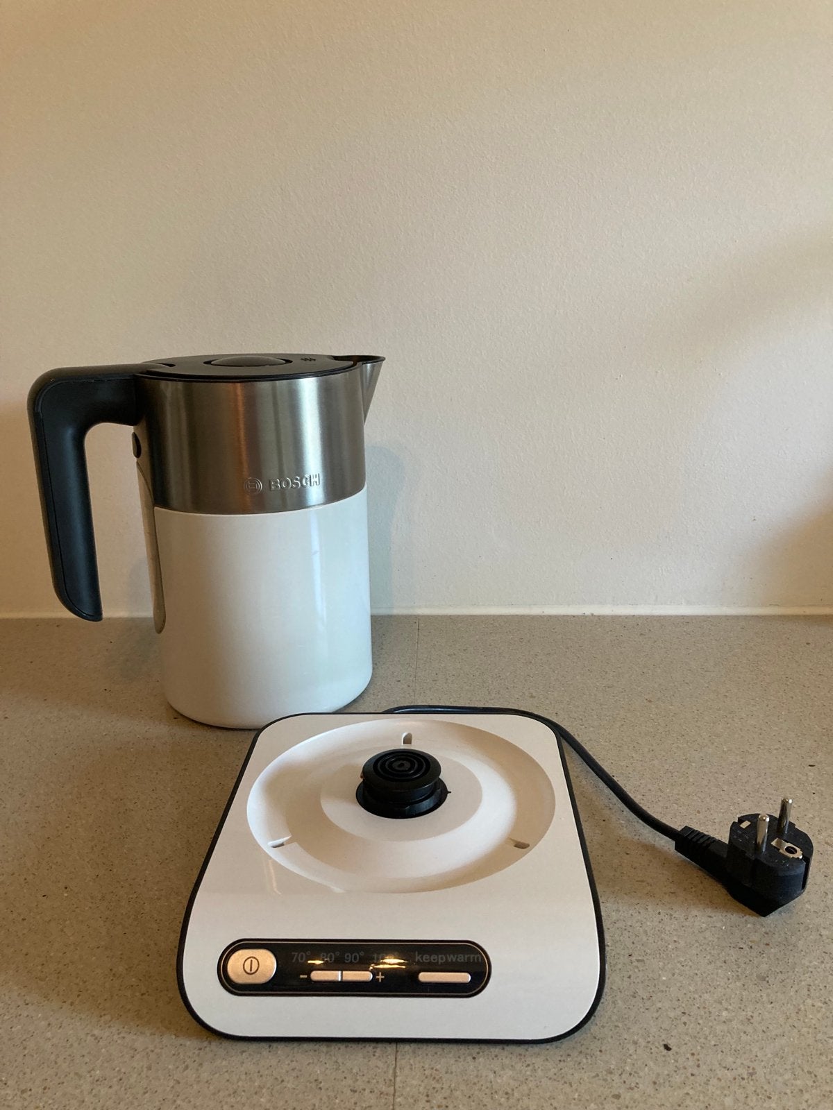 Bosch waterkoker met temperatuurregeling, Witgoed en Apparatuur, Waterkokers, 1 tot 2 liter, Ophalen of Verzenden, Zo goed als nieuw