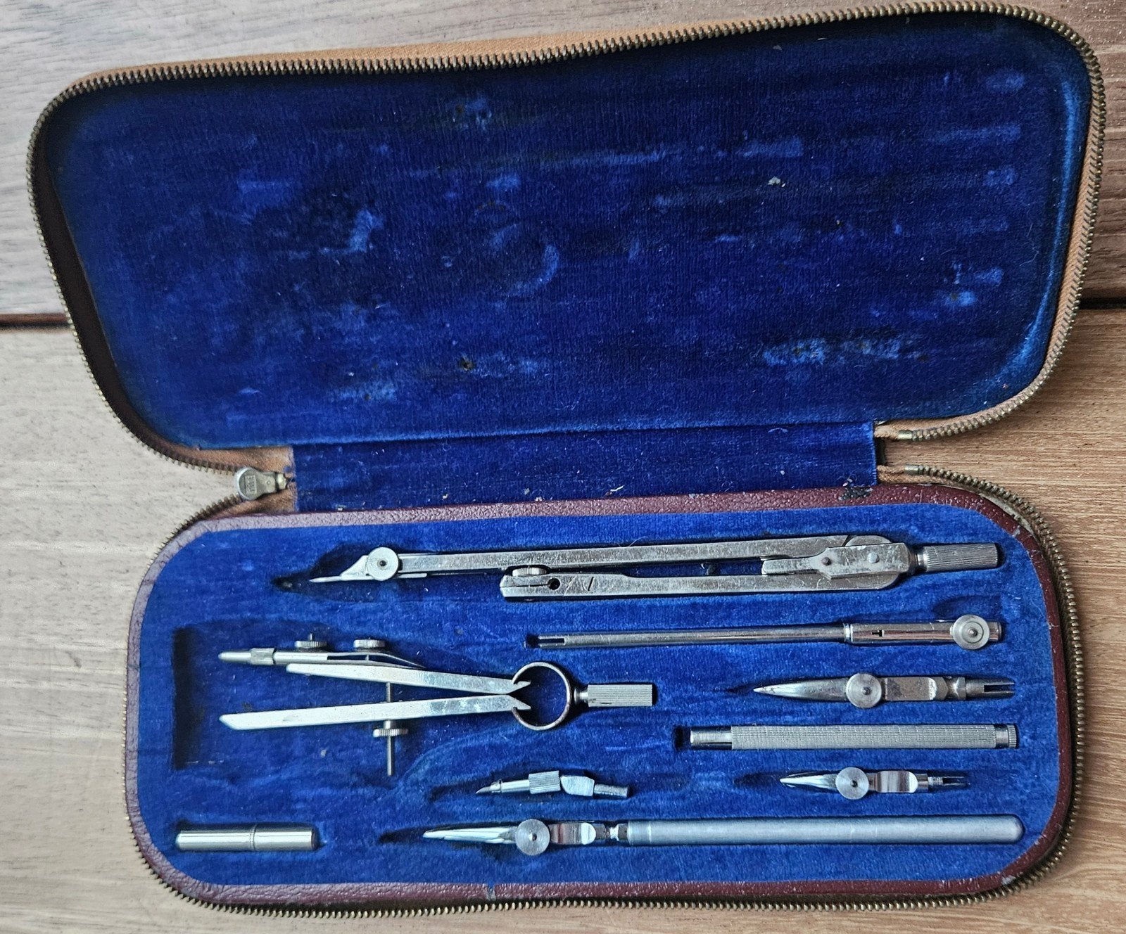 Vintage Tekenset R/T Law in Leren Etui, Antiek en Kunst, Ophalen of Verzenden