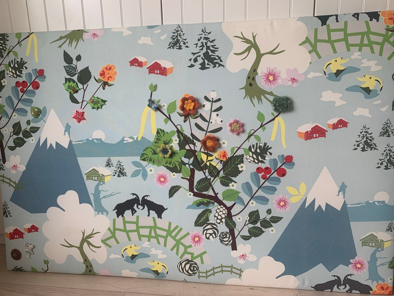 Wanddecoratie met Scandinavisch berglandschap en 3D-details, Ophalen, Meerkleurig, Zo goed als nieuw, Scandinavisch